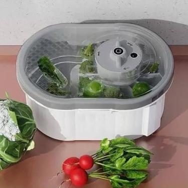 Imagem de Máquina Lavar Automática Para Frutas Verduras Legumes Vegetais Elétrica 110v - Cor Aleatória (Branca ou Rosa)