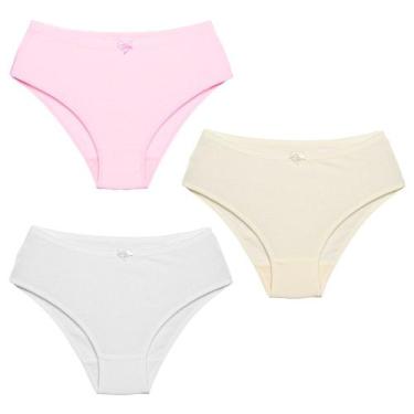 Imagem de 3 Calcinhas Luminate 22151 Cotton Rosa Branco Marfim, P
