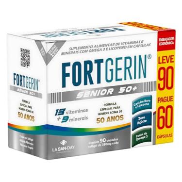Imagem de Fortgerin Senior 50+ (Leve 90 Pague 60 Cápsulas) - 13 Vitaminas e 9 minerais, Fórmula especial para homens acima de 50 anos. Contém Boro e Licopeno