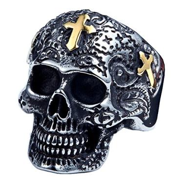 Imagem de ZMY Home Anel de aço inoxidável genuíno para homens moda punk motoqueiro anéis de caveira, Metal