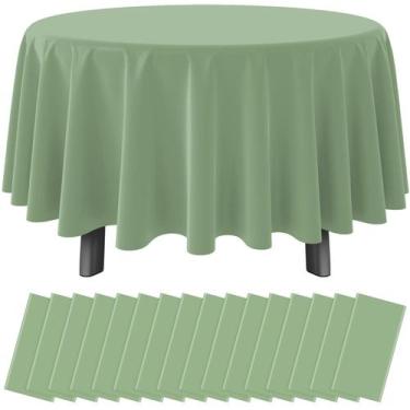 Imagem de Toalhas de mesa de plástico, pacote com 16, verde sálvia para mesas re