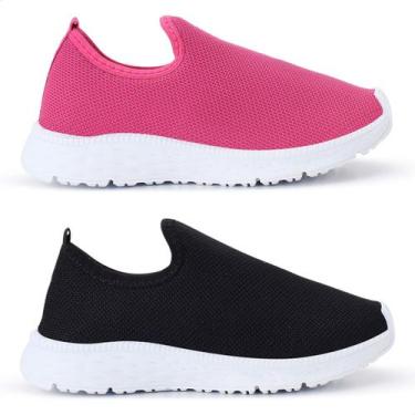 Imagem de Kit Combo 2 Tênis Infantil Feminino Calce Fácil Escolar Meia Casual - 