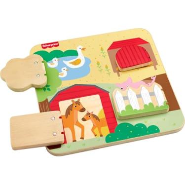 Imagem de Fisher-Price Brinquedo para Bebês Painel Animaizinhos da Granja de madeira para crianças a partir de 1 ano