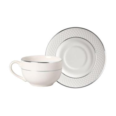 Imagem de Conjunto com 6 Xícaras de Chá com Pires Relevo Silver 250ml