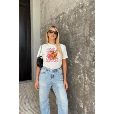 Imagem de Camiseta Feminina Off Laranja Groovy - Cianitas, GG, Off