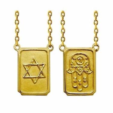 Imagem de Escapulario Ouro 18k 8.7gr Cordao Maciço 60cm Mao Hamsa Davi Judeu - F