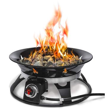 Imagem de Outland Firebowl 863 Cypress Outdoor Portátil Poço de gás propano com capa e kit de transporte, 21 polegadas de diâmetro 58,000 BTU