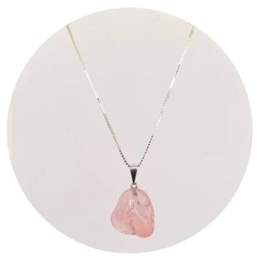 Imagem de Colar 50Cm Prata 925 Quartzo Rosa - Natural P. Vecchio Joias