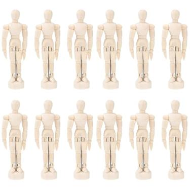 Imagem de Manequim de madeira para artistas manequim articulado: pacote com 12 manequim de artista de 4,5 polegadas modelo de desenho figura manequim de madeira manequim de artista com suporte para desenho
