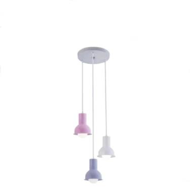 Imagem de Lustre Pendente 3 Lâmpadas Quarto Infantil Menina Menino Led LILÁS