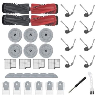 Imagem de HUAYUWA Kit de acessórios para aspirador de pó compatível com Roborock S9 MaxV Ultra/Saros10/G30 (conjunto de 2 pincéis principais + 8 escovas laterais + 4 filtros + 6 sacos de poeira + 6 panos + 6