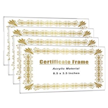 Imagem de JUXYES Pacote com 4 molduras de licença de negócios de acrílico transparente para parede, moldura de exibição de certificado de licença de 9 x 21 cm, moldura profissional de montagem na parede para