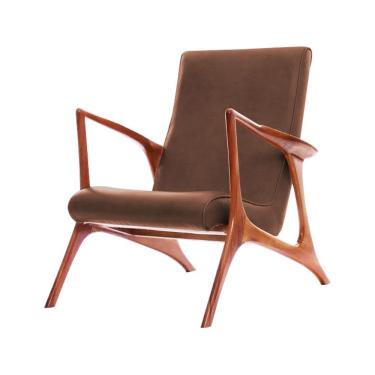 Imagem de Poltrona Luxo Couro Sintético Marrom Vk Anos 50 Cor Marrom