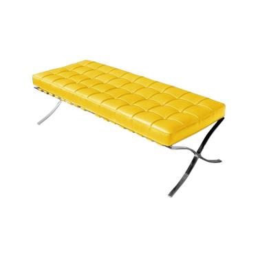 Imagem de Banco Barcelona Couro Sintético Amarelo Base Cromada Cor Amarelo
