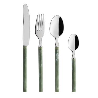 Imagem de Faqueiro Selva 16 Peças Em Aço Inox Com Resina Verde Oxford