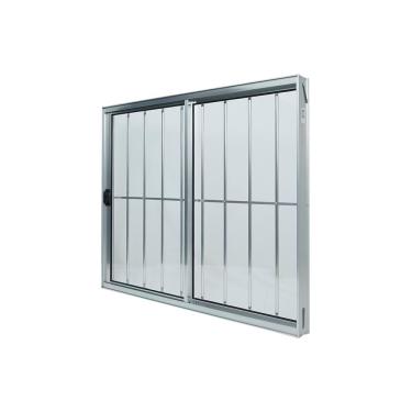 Imagem de Janela Alumínio De Correr 100x100cm 2 Folhas Com Grade Plus Lux Esquadrias Natural