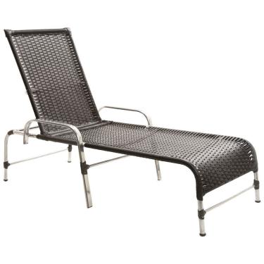 Imagem de Espreguiçadeira Catar Alumínio Para Piscina Trama Original Preto