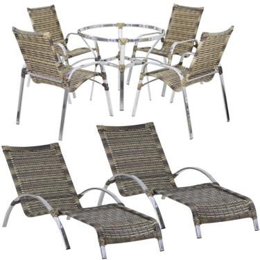 Imagem de 4 Cadeiras E Mesa 2 Espreguiçadeiras E Mesa Trama Original Capuccino