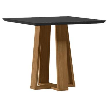 Imagem de Mesa De Jantar 90x90 Cm Valência Com Vidro Ype Preto - New Ceval