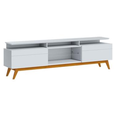 Imagem de Rack Bancada Classic 2 Gavetas Com Nicho 2.2 Branco Acetinado - Imcal