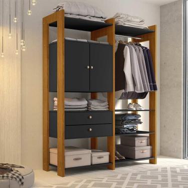 Imagem de Closet Modulado Solteiro Luapa Toronto Carvalho - Preto