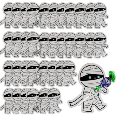 Imagem de ASVNRES Porta-doces de Halloween, cartões de papel, mamãe, pirulito, chocolate, doces, artigos de embrulho, suprimentos para decoração de festas, 100 peças