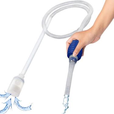 Imagem de SunGrow Aspirador de pó de cascalho para aquário, trocador de água com bomba de sifão, limpador de tanque, kit de ferramentas de limpeza de sifão e troca de água com lâmpada de escorvamento, 165 cm