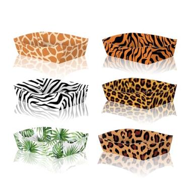 Imagem de 24 peças de tigela de lanche de animais de fazenda, suprimentos de festa, bandejas de comida de papel de safári, bandeja descartável com tema de animais de fazenda para festa de aniversário, festa de