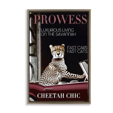 Imagem de Stupell Industries Prowess Cheetah Sports Car Brown Framed Floater Canvas Wall Art Design por Sophie 6, 21 x 31