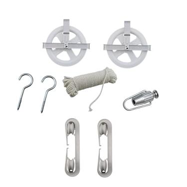 Imagem de Dependable Industries inc. Essentials Kit De Varal Completo Para Lavanderia - Corda Algodão 30 M, Polias Antiferrugem, Esticador Linha, Ganchos Parede E Espalhadores Plástico Pendurar Em Ambientes I