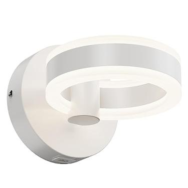 Imagem de PHIXART Luminária De Parede Led, Arandela Giratória, Iluminação Para Cima E Baixo, Com Interruptor Integrado Porta Carregamento Usb, Luz Fio 110 V Ca (Branca)