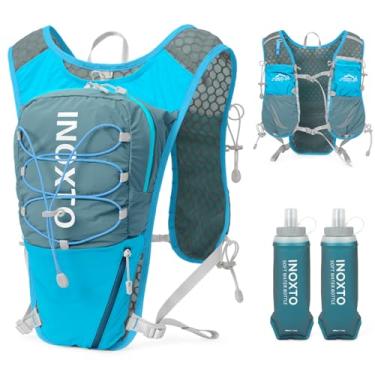 Imagem de IX INOXTO Colete De Hidratação Para Corrida Com Alça Peitoral Ajustável, Mochila Garrafa Térmica Macia 500 Ml, Leve, Respirável E Refletiva Trilhas (Azul)