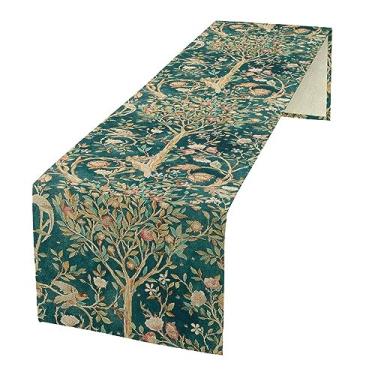 Imagem de SXXLDNG Caminho De Mesa Com Estampa Floral, Verde E Botânico, Design Original William Morris, Para Decoração Jantar, 33 X 183 Cm