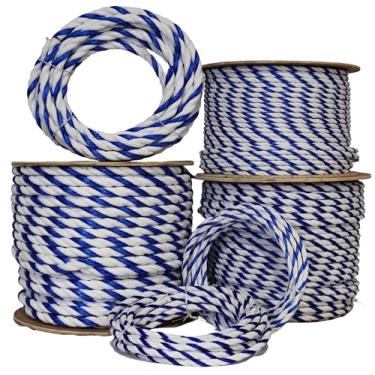 Imagem de LILBURN ROPE CO. Corda De Polipropileno Branca E Azul Com 3 Fios Para Raia Piscina - 1/2" 50 Pés