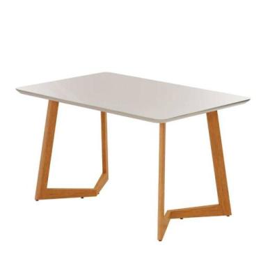 Imagem de Mesa de Jantar Fineza Tampo 180x90cm com Vidro Pés Madeira Maciça JCM,