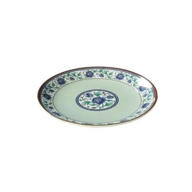 Imagem de Prato redondo retrô doméstico delicado anti-queda de porcelana azul e branca - prato raso de 23 cm