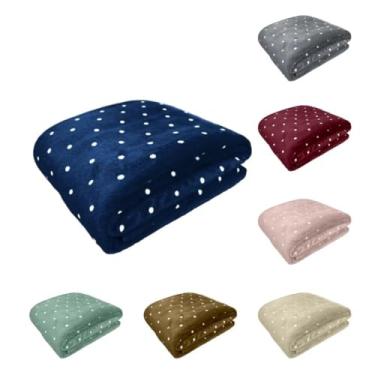 Imagem de Cobertor Poa King Size em Microfibra, 220x240cm, Macio e Antialérgico, Padrão de Bolinhas, 7 Cores (Bege)