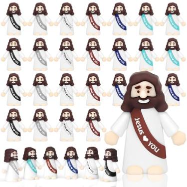 Imagem de 120 peças de figuras do pequeno Jesus da Páscoa, mini estatuetas de Jesus a granel, figuras religiosas de Jesus presente para amigos da família, colegas de trabalho, ovos de Páscoa (Macaron)