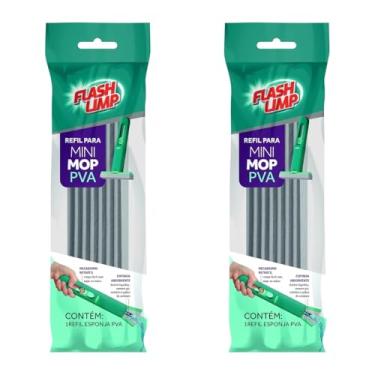Imagem de Kit 2 Refil para Mini Mop Espuma PVA Rodo Rodinho de Pia Mágico Flash Limp RMOP7674