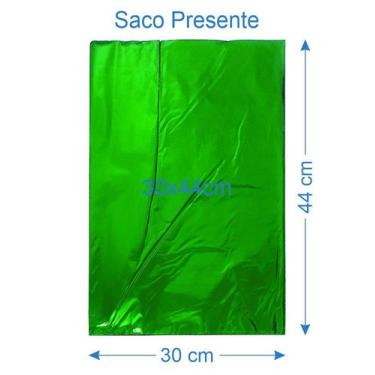 Imagem de 50 Saco de Presente Metalizado 30x44cm - AAZ, Verde