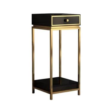 Imagem de Expositores de Bonsai Suporte de flores de luxo moderno em aço inoxidável, sala de estar com base de bonsai com gaveta Base de ornamento(Grande)