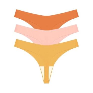 Imagem de Conjunto de 3 Calcinhas Lingerie Sexy Sem Costura - Cintura Baixa e Co