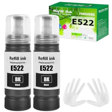 Imagem de 522 frascos de refil de tinta preta para Epson 522 refil de tinta para Epson Ecotank ET-2800 ET-4800 ET-2400 ET-2803 ET-2720 ET-4810 ET-4700 ET-2840 Tinta para impressora jato de tinta, 2 frascos