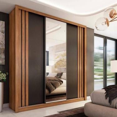 Imagem de Guarda Roupa Com Espeho Oba Amêndola Preto