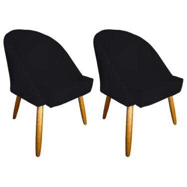 Imagem de Kit com 2 Cadeiras De Jantar Lua Veludo Luxo Para Salão Sala Penteadeira Escritório Leitura (PRETO)