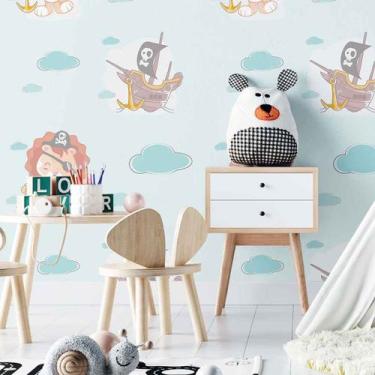 Imagem de Papel de Parede Adesivo Nuvem Infantil N02254 Rolo 0,58x2,5M - Adesivo
