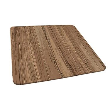 Imagem de Papel de parede com textura de madeira, toalha de mesa quadrada, borda elástica, capa de mesa de jantar interna/externa, adequada para mesa quadrada de 61 cm x 61 cm