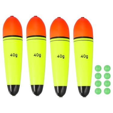 Imagem de YELARXI Boias deslizantes de pesca, boias de espuma EVA com contas de peixe, flutuação de 40 ml, adequada para poleiro, carpa, rolhas, água salgada, água doce (pacote com 4, vermelho/amarelo)