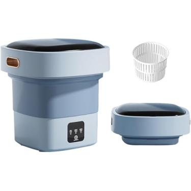 Imagem de Máquina De Lavar Portátil, Mini Lavadora Dobrável De 13l Com 3 Modos De Limpeza Para Roupas íntimas, Roupas De Bebê, Meias, Pequenas Roupas Delicadas, Para Apartamentos, Dor, Blue