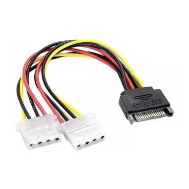 Imagem de Cabo Y Adaptador SATA 2 Molex IDE 4 pinos  20 cm, Ideal para Expansão 